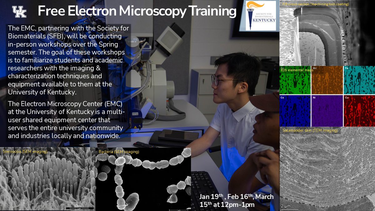 sfb_uky's tweet photo. Need Electron Microscopy Training or know someone who does? Join us as we team up with the Electron Microscopy Center for hands-on training during three different dates this semester. Please scan the QR code to RSVP. If you have any questions, please feel free to reach out! https://t.co/i5a6fKhzn7