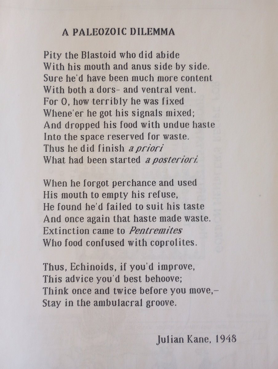 Re-discovered this absolute gem of a poem on echinoderm bodyplans in some of my old course notes