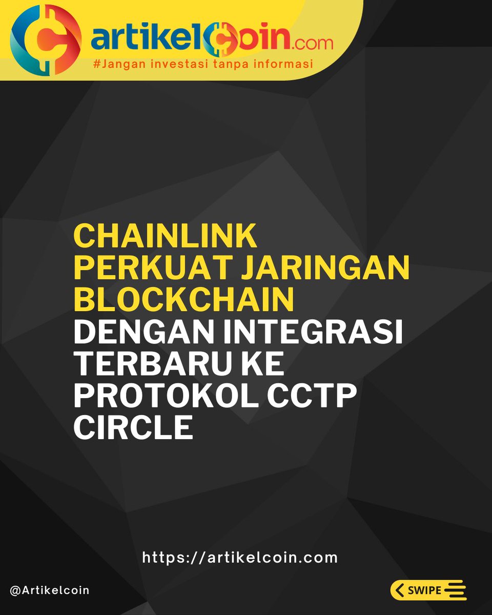 artikelcoin's tweet image. Chainlink Perkuat Jaringan Blockchain dengan Integrasi Terbaru ke Protokol CCTP Circle

#ChainlinkIntegration #StablecoinAdoption #CCTPCircle #BlockchainInteroperability #DeFiInnovation #CryptoNews #ChainlinkOracle #BlockchainTechnology #CrossChainIntegration
~F.Nando