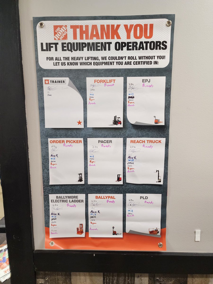 Thank You lift equipment operators for being safe! and going the extra measure..
<a href="/kelly_broyles/">Kelly Broyles</a> <a href="/KimGoldhardt187/">Kim Goldhardt</a> <a href="/akm3831/">Amanda</a> <a href="/EricHarperTHD/">Eric S. Harper</a>