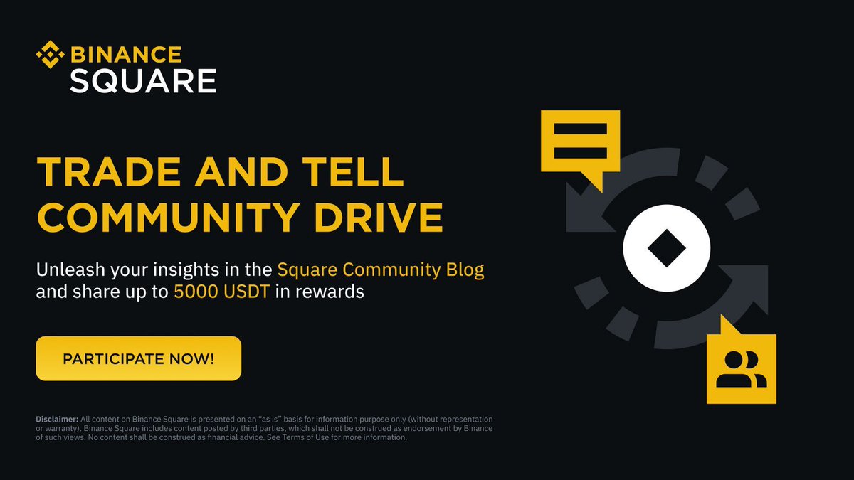 binance's tweet photo. Join #Binance Square's 'Trade and Tell' Community Drive!

Share insights on top trading pairs with #TradeNTell to stand a chance to win from 5000 $USDT &amp; weekly rewards.

Go 👉 https://t.co/NURRXuTJoQ https://t.co/lKa6yYall4
