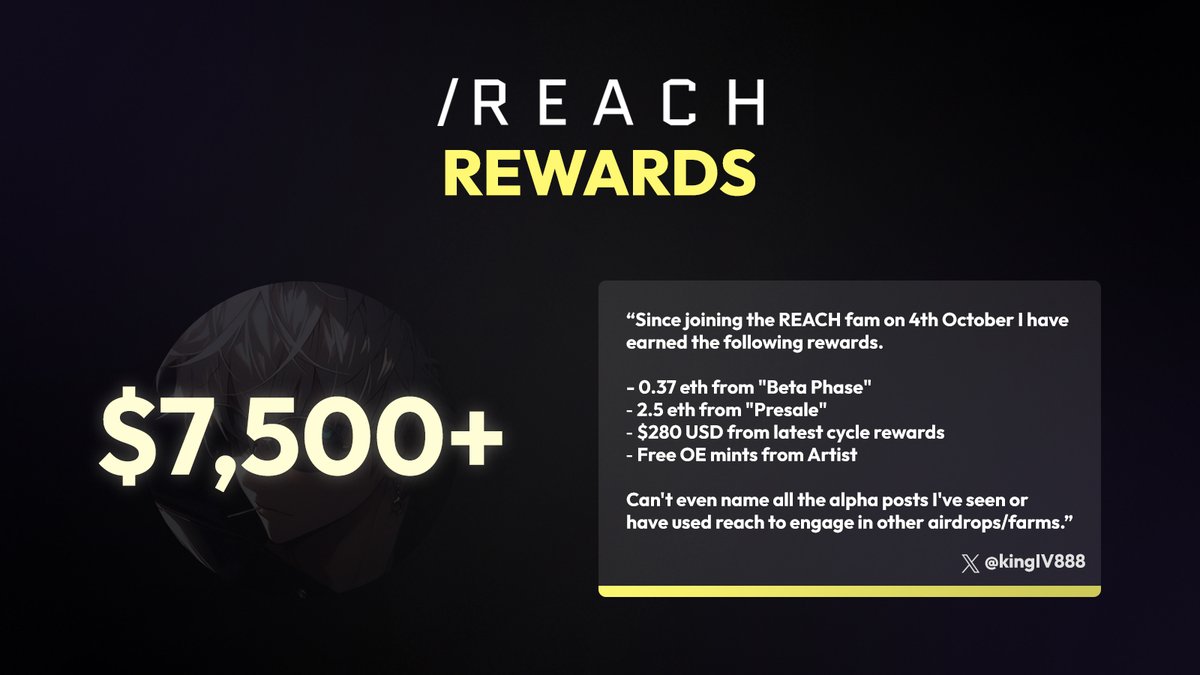 Since joining /Reach <a href="/kingIV888/">King IV 👑</a> has earned over $7,500 in rewards!

How much have you earned using <a href="/GetReachxyz/">MegaReachXYZ</a>?