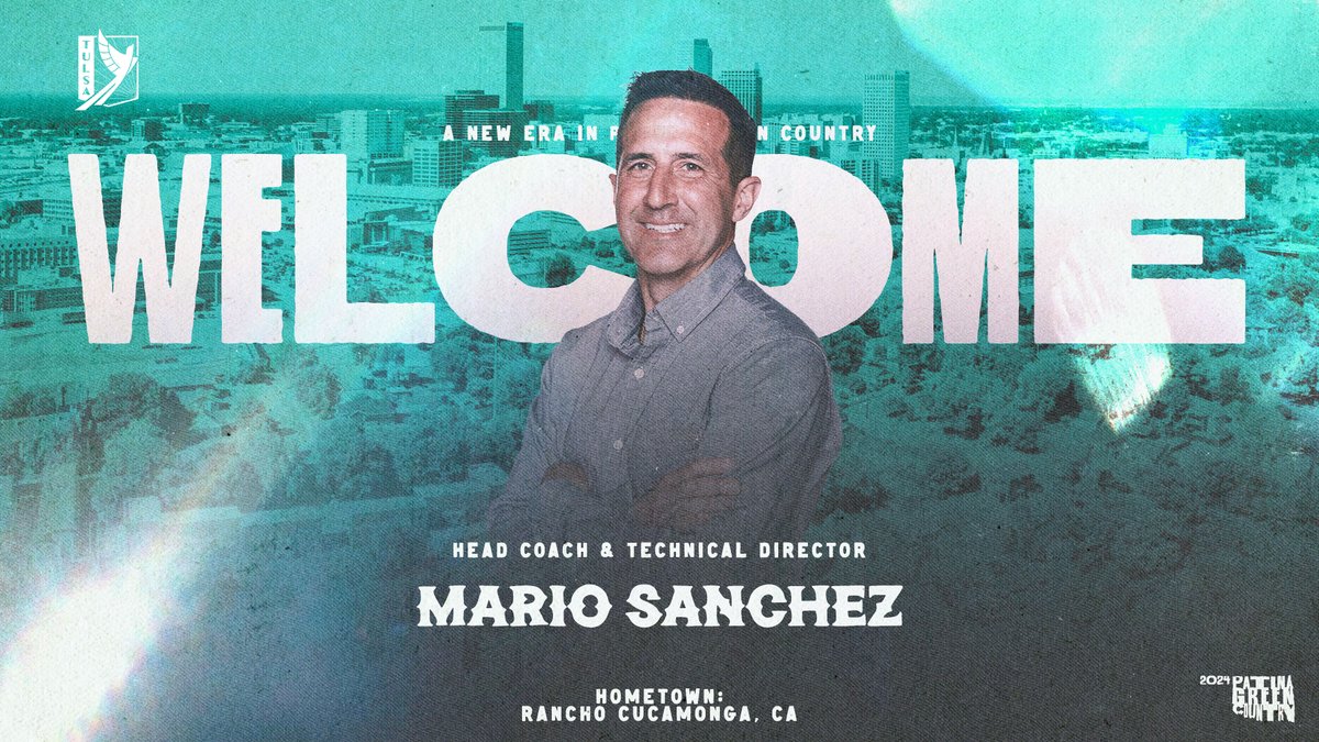 FCTulsa's tweet photo. Leading FC Tulsa into our new era 🤩

Welcome our first-ever Head Coach and Technical Director, Mario Sanchez!

More Info: https://t.co/bpiNomUqTW

#ForTulsa | #PatinaGreenCountry https://t.co/ME0zCQagEZ