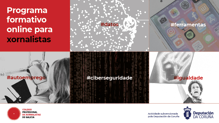 xornalistas's tweet photo. Lembra que seguen dispoñíbeis os #webinars para xornalistas organizados polo CPXG coa subvención da @DACCultura. Fórmate gratis en #autoemprego, #fontesdedatos, #ciberseguridade, #ferramentas de comunicación e #igualdadedexénero. Só tes que apuntarte!
https://t.co/8UtX6PfyzY https://t.co/yBgO7JUDPs