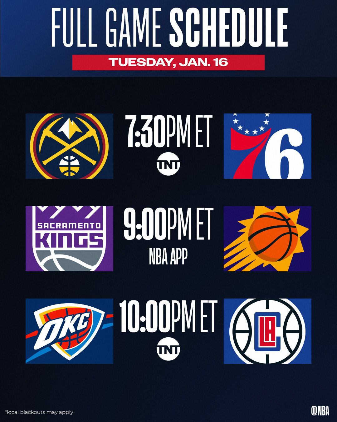 Tuesday 1/16 NBA Game Thread RealGM