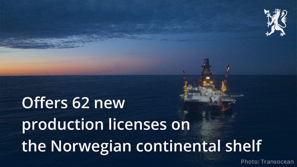 24 oil companies are offered production licenses in 62 new areas on the Norwegian continental shelf. – This is important for employment, value creation, and for Norway's role as a stable energy supplier to Europe, says Minister of Energy, Mr. Aasland. regjeringen.no/id3021963/