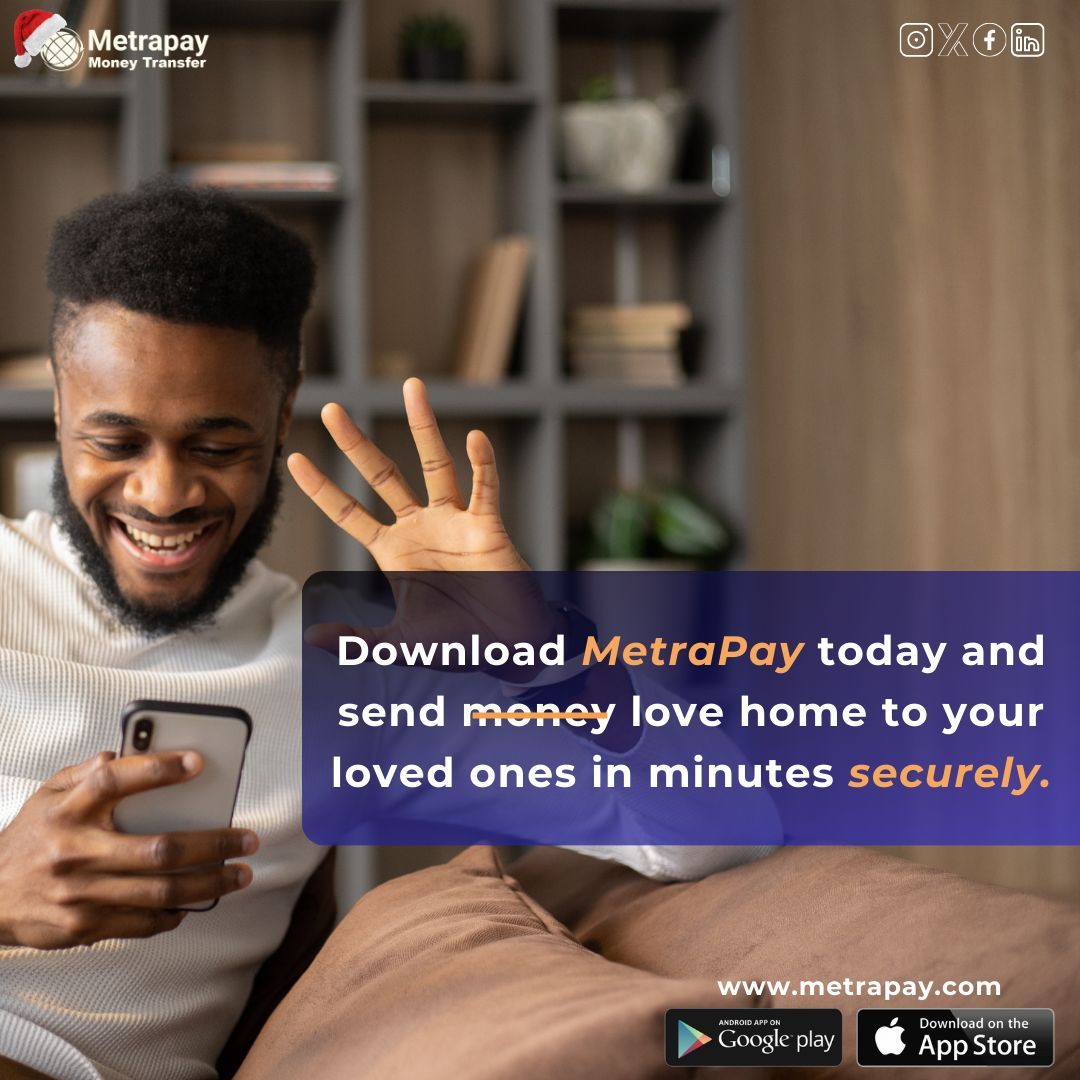 Still struggling with slow, expensive money transfers to Nigeria? Enjoy speed, ease, and the lowest transaction fees with MetraPay. Follow buff.ly/4aV1WCH to get started
#Nigeria #moneytransfer #diaspora #NewYearResolutions #nigeriainusa #MLKDay #DebtCeiling #GoldenGlobes