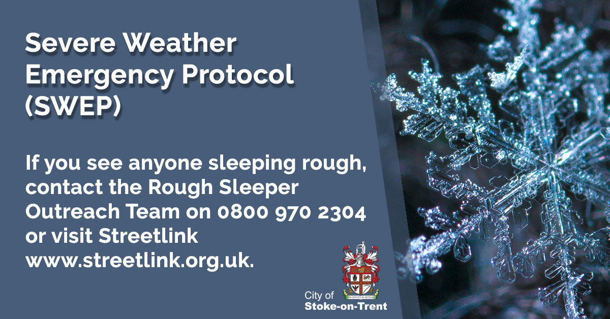 Our Severe Weather Emergency Protocol (SWEP) will be triggered when temperatures dip below freezing tonight.
If you see anyone sleeping rough please report it to us on 0800 970 2304 or online via Streetlink at streetlink.org.uk giving a precise location of the person.