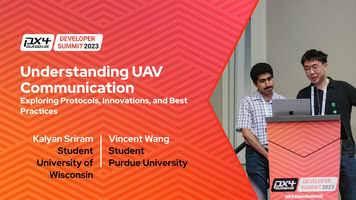 PX4Autopilot's tweet photo. 📡 Compare and contrast the array of communication protocols available for your drone project with Kalyan Sriram and Vincent Wang in this video from their #PX4DevSummit session. ⚙️https://t.co/EA4ItoAzXk https://t.co/HvxvrnmNgP