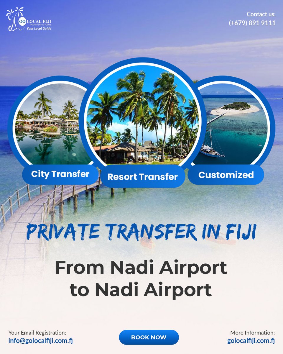 Embrace Comfort: Book Your Private Fiji Transfer & Arrive in Style with Go Local Fiji!

Book Now: golocalfiji.com.fj

#GoLocalFiji #PrivateFijiTransfer #FijianBliss #StressFreeArrival #DoorToDoorService #ExpertDrivers #RelaxationAwaits #BookNow #LetsGoFiji