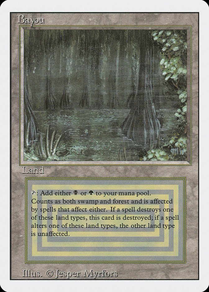 CompleteCMDR's tweet photo. This week's #30YearsOfMagic looks at REVISED, highlighting Bayou! I've been Golgari at heart years before Ravnica codified the Guilds. I've owned multiples of all the duals but my collection for most have dwindled over the years. However I still have a playset of Bayous! 💚🖤 https://t.co/RPuuklnV9Q