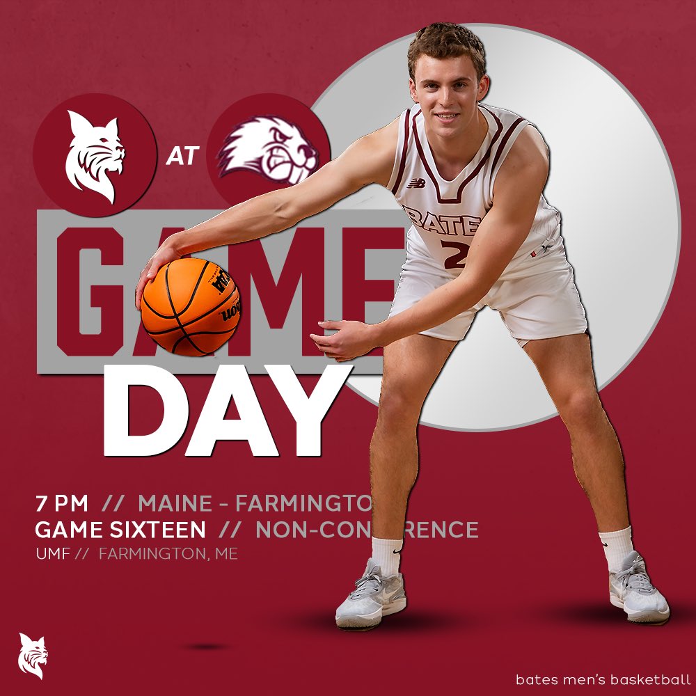 BatesCollegeMBB's tweet photo. Game Sixteen πΎ
π: Maine - Farmington Beavers
π: Farmington, ME
β°: 7:00 PM
πΊ: https://t.co/ZpsVVWFbK6
πΎ: Sophomore - #2 Elliott Cravitz
#d3hoops #GoBates #GoBobcats #BatesBobcats #BobcatPride #AlumniGym #NESCAC #NESCACHoops #MEHoops https://t.co/DLSdMGCAzy