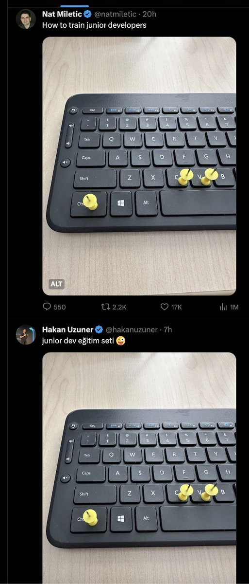 tecerco's tweet photo. CTRL-C-V şakası CTRL-C-V yapılarak yeniden yapılınca twitter böyle alt alta dizmiş.  🤓  @hakanuzuner  @natmiletic https://t.co/qWXmAXBxDA