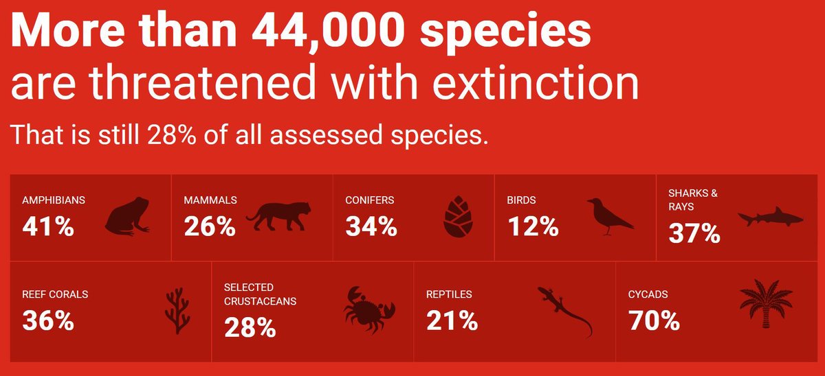 🦏 🦎 🐟 The number of assessed species on the <a href="/IUCNRedList/">IUCN Red List</a> is now 157,190 with over 44,000 threatened with #extinction. The IUCN Red List of Threatened Species™ is the most comprehensive inventory of the #conservation status of plant and animal species.