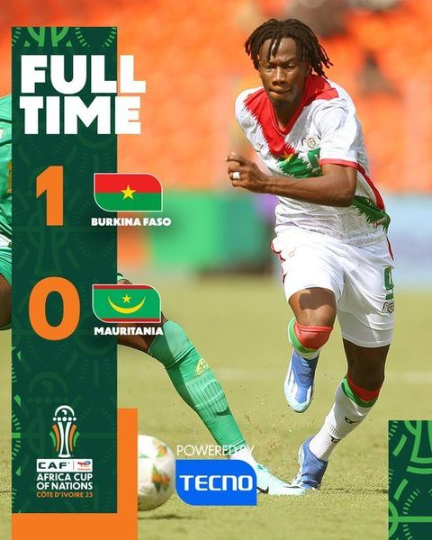 UwihirwePatric1's tweet photo. ⌚ FULL-TIME: #BurkinaFaso snatches the 3 points in the dying moments, thanks to Bertrand Traore's late goal!
#BFAMRT | #TotalEnergiesAFCON2023📷
@theupdaterwanda
@CanalPlusRwanda
#RwOT https://t.co/TIehO8kNyK