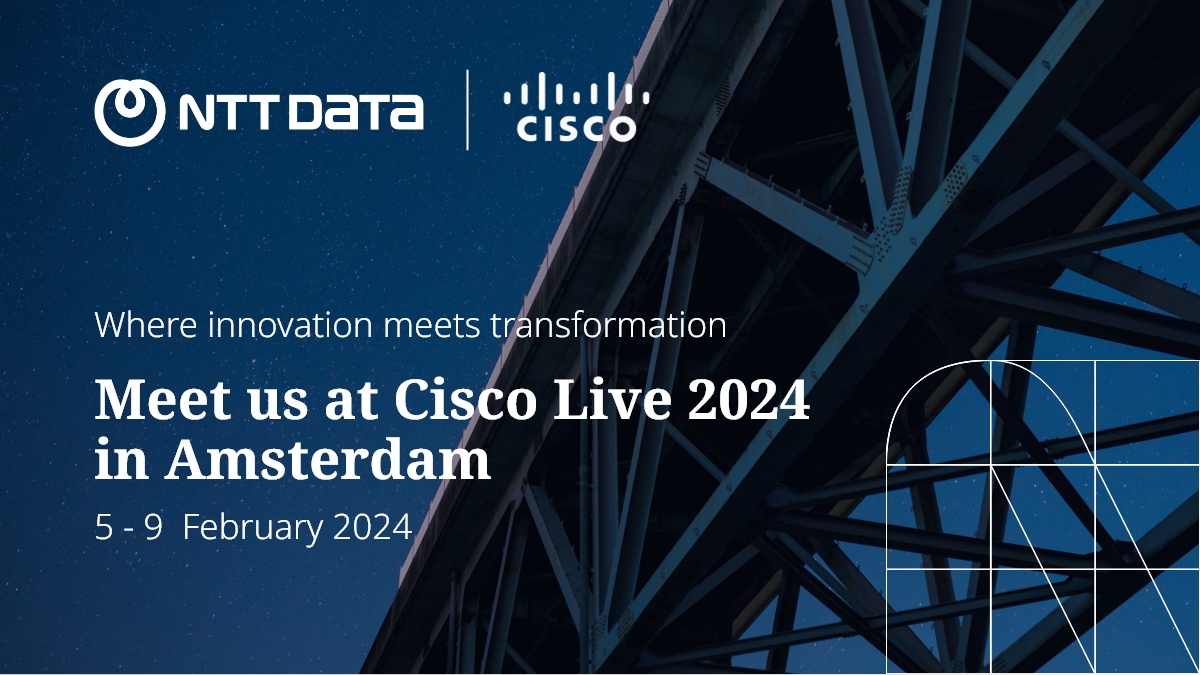 nttdata_inc's tweet photo. In business, your technology decisions shape everything you do. 💡 

Join our experts and leaders and network with industry peers for a memorable @CiscoLive.

💻 View our sessions and reserve your spot: https://t.co/4sRwvuAvUT

#CiscoLiveEMEA #Cisco #PartnerOfTheFuture https://t.co/KVPmZu29Bf