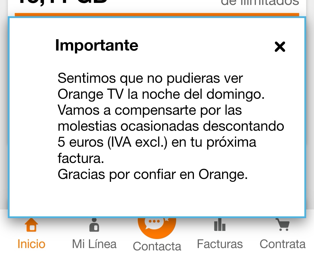 Abres la aplicación de <a href="/orange_es/">Orange España</a> para mirar si hay alguna oferta interesante para renovar el móvil y te encuentras este detallito... Es de agradecer, y, aunque al menos por mi parte no era necesario, dais un servicio de '🔟' y me encanta ser cliente vuestro. 😍 #gracias #orange
