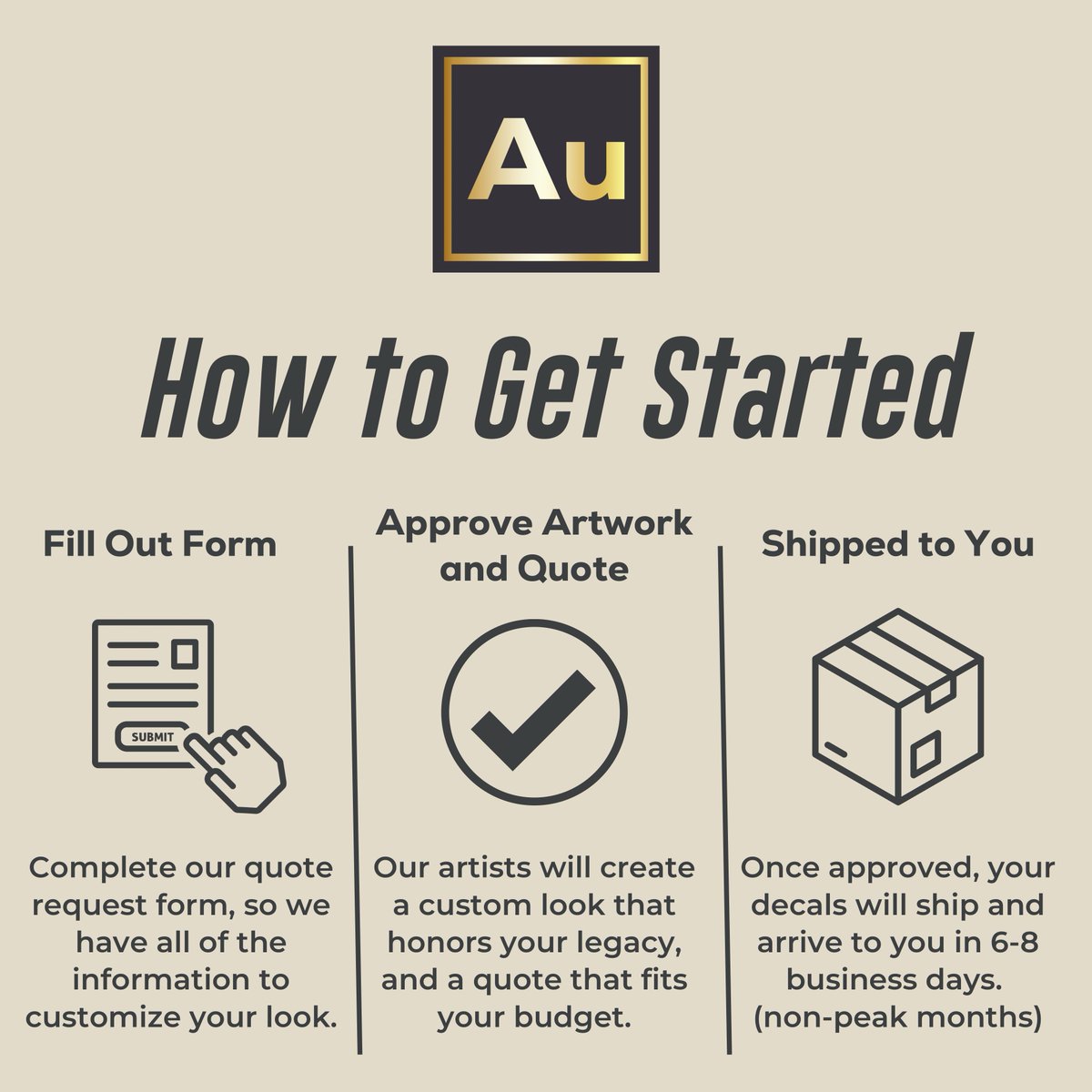 AuDesigns's tweet image. Getting a custom decal look that sets you apart from the crowd is easy with Au Concepts & Designs. Tell us your vision, and we will do the rest. Complete the quote request form on our website to get started on customizing your legacy. #Au #CustomizeYourLegacy #customdecal…