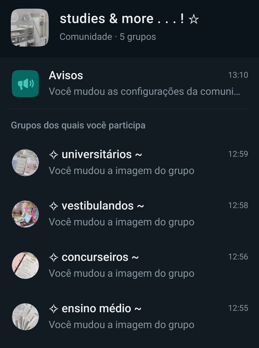 estudanicki's tweet image. ☆ COMUNIDADE DE ESTUDOS . . .

criei uma comunidade no wpp para que possamos socializar sobre assuntos diversos. para entrar:

• me seguir;
• fav e rt nesse post;
• comentar in;
• deixar dm aberta.

#studytwtbr #studytwt