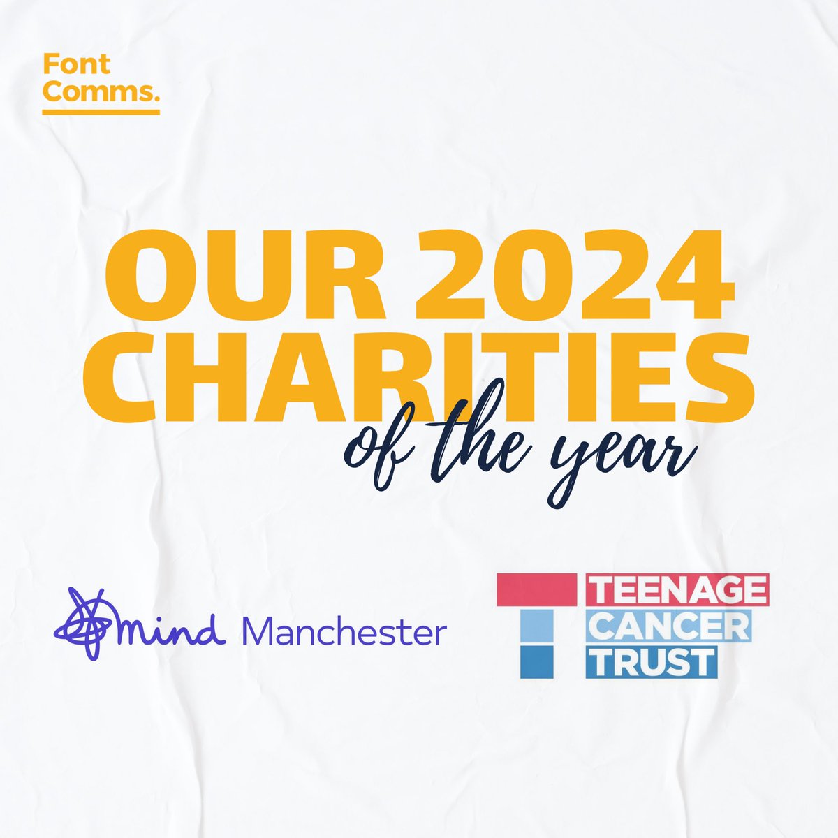 The wellbeing of our team is so important to us, as is supporting meaningful causes. This year, we’ve chosen to support <a href="/ManchesterMind/">Manchester Mind</a> and <a href="/TeenageCancer/">Teenage Cancer Trust</a> and we can’t wait to raise as much cash as we can! Watch this space for details of our first challenge, it’s a belter!