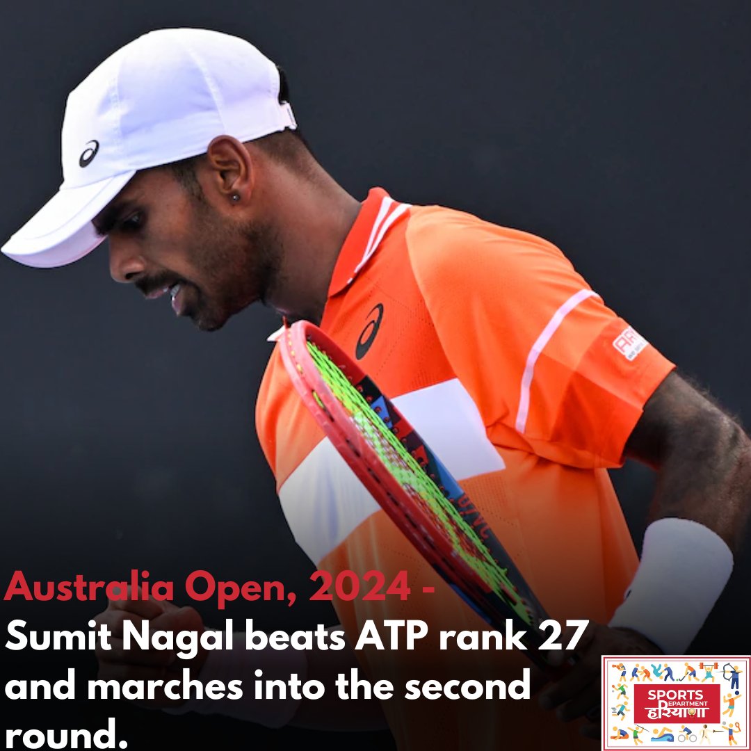 dsya_haryana's tweet photo. 🎾 Sumit Nagal creates history! 🇮🇳 First Indian in 35 years to defeat a seeded player in Grand Slams. 🌟 Haryana excels in tennis, eyeing the podium for a medal and aiming to stay on top! 🏅👏 #IndianTennis #HistoryMade #HaryanaPride 🎾🥇
@AustralianOpen @mlkhattar @Media_SAI https://t.co/ZcnSWtKhO4