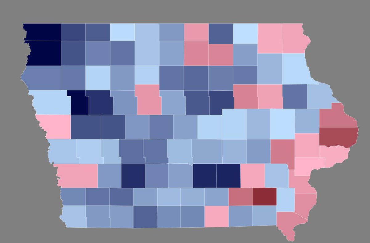 elections_stuff's tweet image. Iowa Caucus: Trump v. everyone else. Blue counties are where Trump didn't get above 50%. 

The other map is the swing from 2020.

Trump's best county: Keokuk (Trump +49%)

Trump's worst county: Story (Others +32%)

#IowaCaucuses #IowaCaucus #trump #usa #map #fact #news #iowa #gop