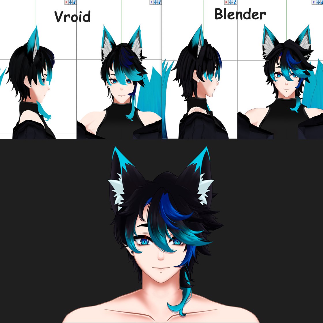 Orion_Mgstar's tweet photo. Comisión de remodelación de cabeza, cabello y cuerpo nuevos hechos por blender, el antes y el después del modelo de @KetchupVt  ,tiene otra cosita más que me comisionó, pero me da cosita enseñarlo por qué es +18 uwu👉👈
#vtuber #blender #blender3d #VtuberES #VRoid #VRoidStudio https://t.co/qH99RArWBm