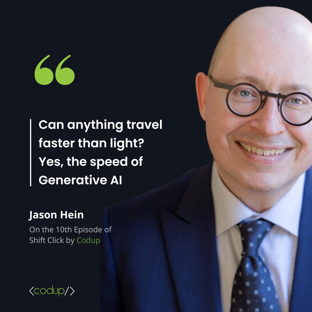 The pace of Generative AI is not just fast it's lightning-fast, challenging our very perceptions of speed and progress. It's a thrilling, scary, and exhilarating time in technology. The key?

Listen to Jason Hein on Shift Click: shiftclick.codup.co/1973037/140561…