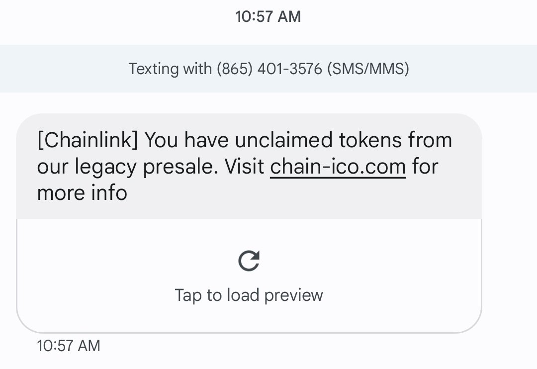 thecryptoboyeth's tweet photo. Received this text this morning. This is the first time I've ever had a drainer attempt to drain me via text. Be safe out there
#simswapped.eth coming soon https://t.co/spJaZPWMN5