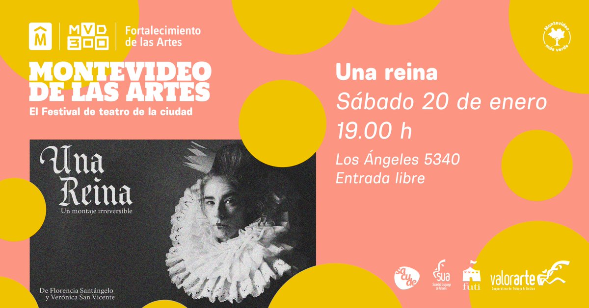 ¡Fin de semana de teatro! 🎭
Este sábado 20 de enero 19.00h la obra Una reina de festival de teatro de la ciudad estará en Sacude
 ¡Les esperamos!  <a href="/IMcultura/">Montevideo Cultura</a>