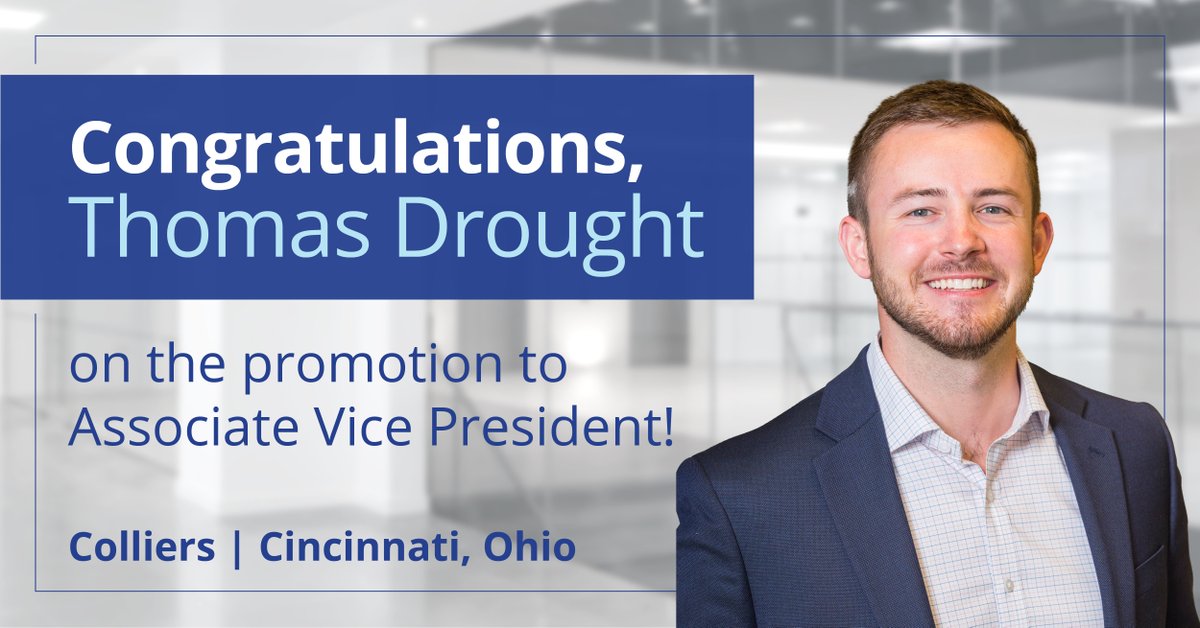 Big news in 280 characters or less! 🎉 Thrilled to share the promotion of Tommy Drought to Associate Vice President at Colliers. Since May 2020, Tommy's been making waves, forging strong connections and achieving remarkable results. #Colliers #AcceleratingSuccess