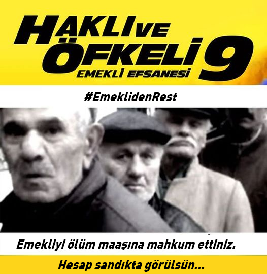 AKP, MHP, CHP, İyi Parti ve meclis muhalefetine, Ö F K E L İ Y İ Z ! SSK - Bağkur emeklisine yaşattıklarınız kabul edilemez... Son yılların en büyük yalanı Erdoğan'dan: '2024 ü emekliler yılı ilan edeceğiz. Temmuzda zam artışları eşitlenecek.' Neden şimdi değil. SSK Bağkur