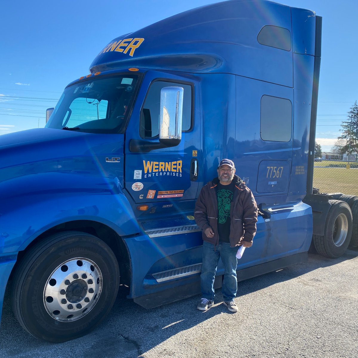 DriveWerner's tweet photo. Celebrating the journey of Werner professional driver Sergio, who has been making an impact on the road since graduating from C1 Truck Driver Training!

With 4 months at Werner and a nomination for driver of the month in November, Sergio's dedication and hard work are inspiring. https://t.co/QmWbXZ68zC
