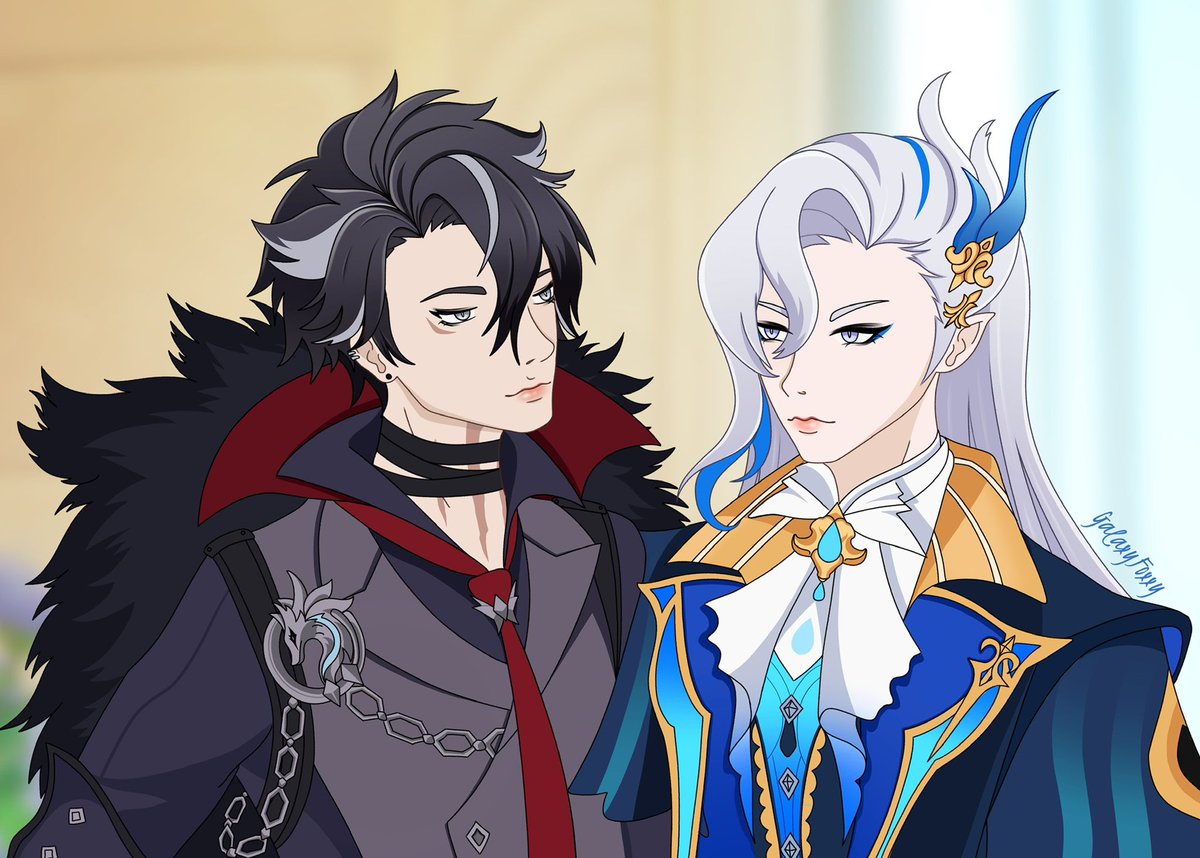 Wriolette is my weakness ❄️💦🐉
Tried some fanart again with my fav boys 💜
#Neuvillette #wriothesley #Wriollette #wriolette #fanart #GenshinImpact