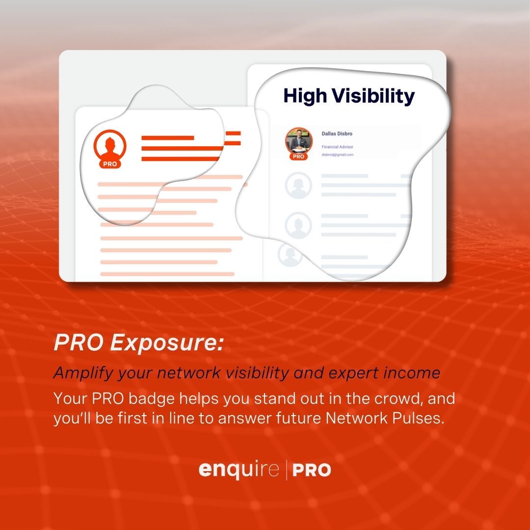 enquire_ai's tweet photo. We want to help you shine in 2024 and beyond.
When you become an #EnquirePRO, your red profile badge will help you stand out from your peers. You also get more chances to engage with Network Pulse questions and calls.
Start your free trial today: https://t.co/KGoJWJxpe3
#AI https://t.co/vR6DNyOn8K
