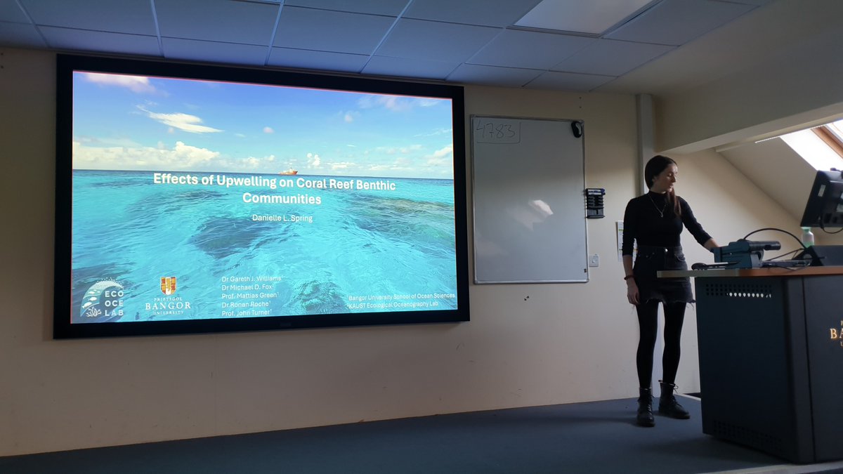Lorna McKellar (@lorna_mckellar) on Twitter photo Great talk by <a href="/DanielleLSpring/">Danielle Spring</a> at the @sos_bangor_uni first year PhD talks today - looking at the effects of upwelling on coral reef benthic communities 👏 Great talk by <a href="/DanielleLSpring/">Danielle Spring</a> at the @sos_bangor_uni first year PhD talks today - looking at the effects of upwelling on coral reef benthic communities 👏