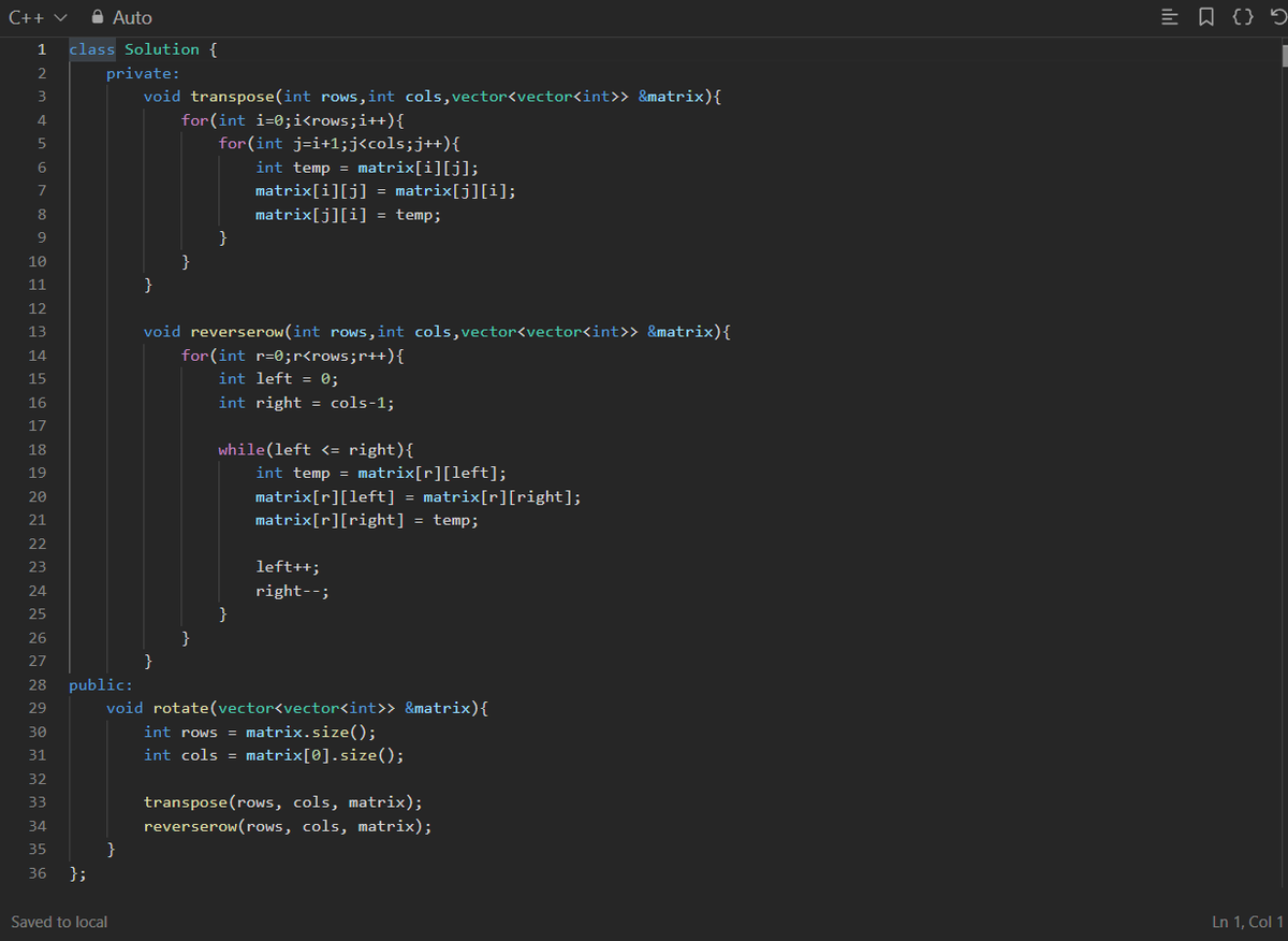 codewithjerry0's tweet photo. Day 15 of #100DaysOfCode   

DSA ->  15. Rotate Image[LeetCode]     

C++ Easy Solution  with Notes #leetcode #DSA #2DArray #RotateImage #EasySolution #notes #codewithjerry0 #lovebabbar

@lovebabbar3 https://t.co/h6q99HaNQj