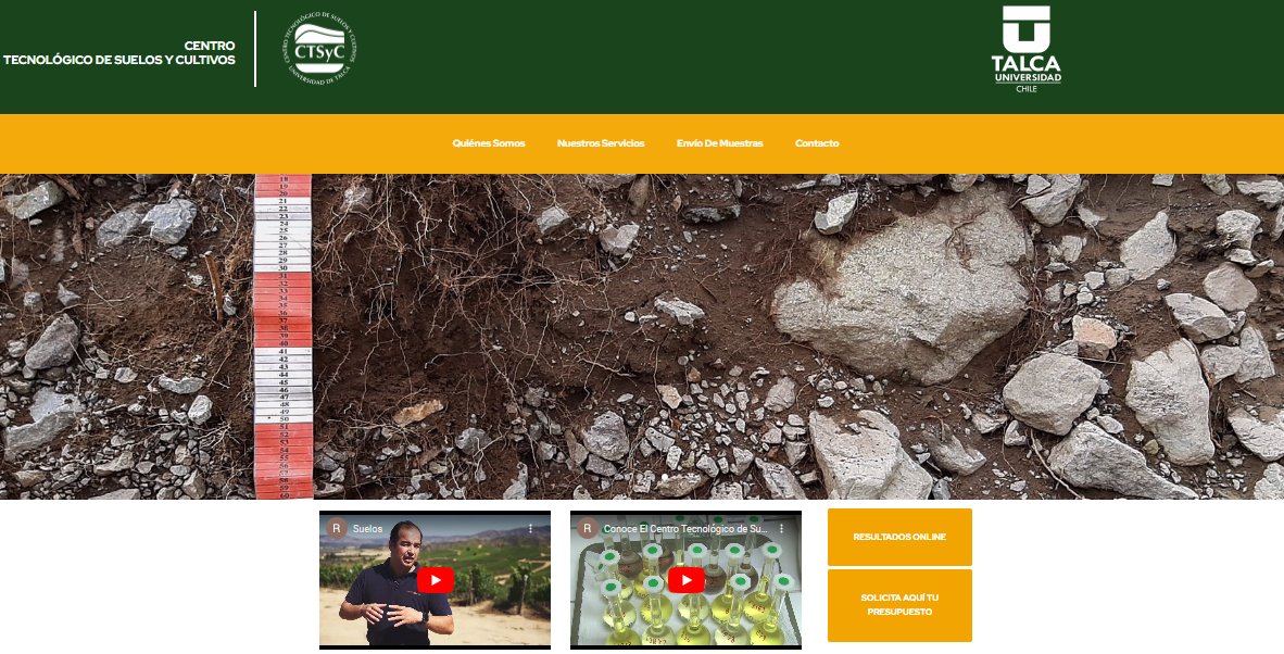 Conoce la nueva plataforma del Centro Tecnológico de Suelos y Cultivos #UTalca 

⬇ ⬇ ⬇ ⬇ 
centrodesuelos.utalca.cl

Visita la página web y entérate de los servicios que ofrece para la temporada #2024