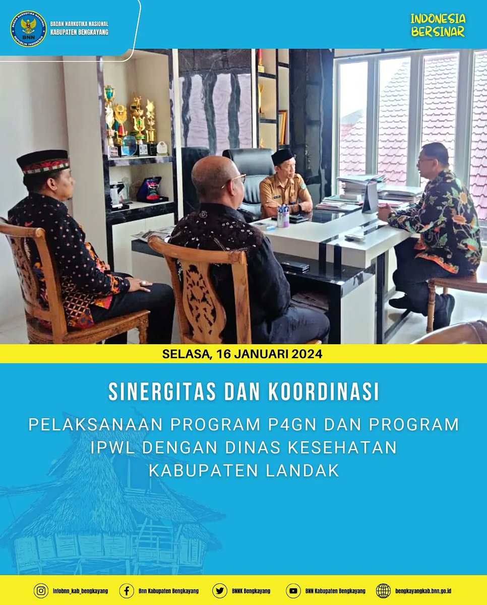 BengkayangBnnk's tweet photo. Sinergitas dan Koordinasi Pelaksanaan Program P4GN dan Program IPWL dengan Dinas Kesehatan Kabupaten Landak
@INFOBNN
@info_bnnpkalbar
#indonesiabersinar
#ipwl
#p4gn https://t.co/EtemY5eGkh