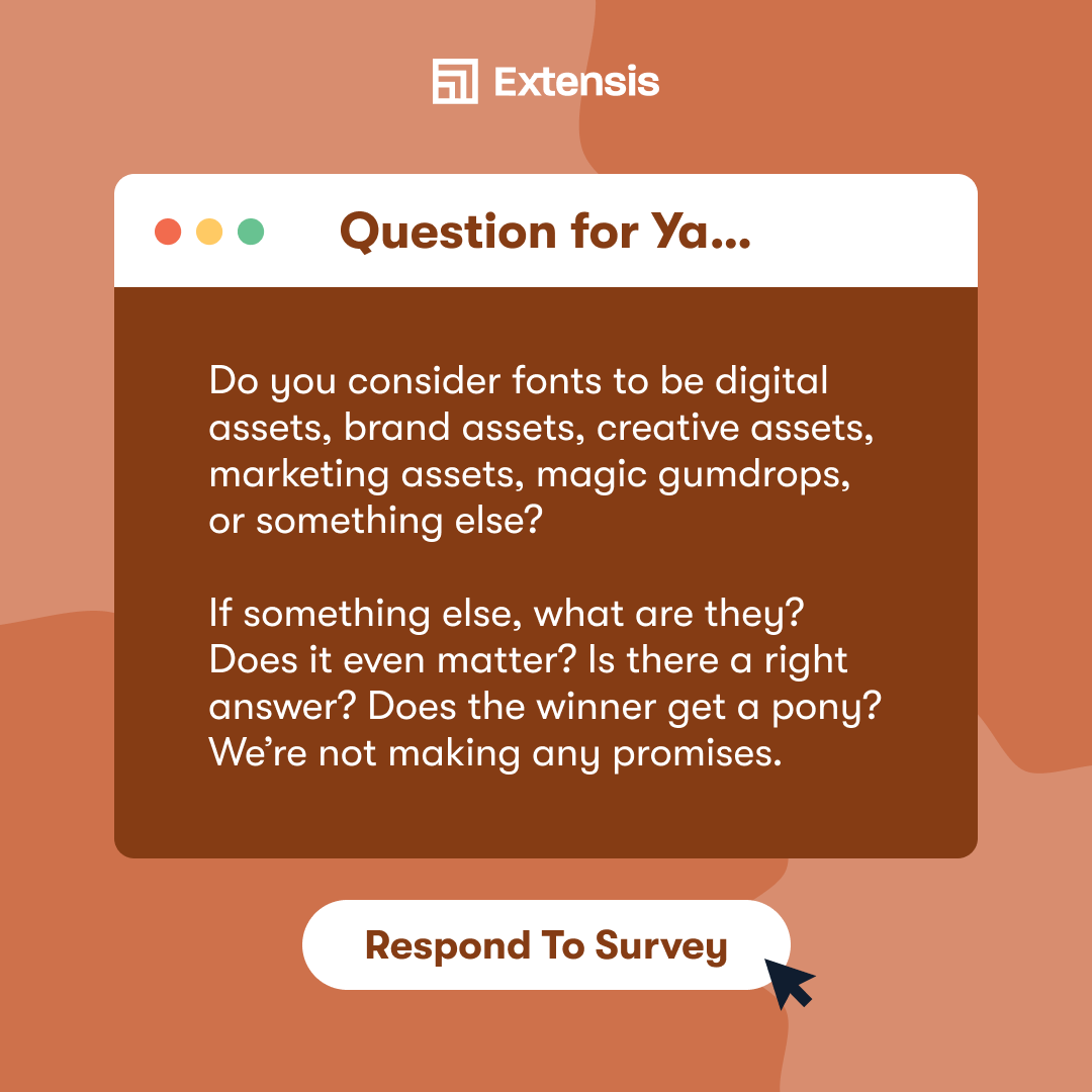 extensis's tweet image. Fonts: digital DNA or creative's BFF? Tell us in our survey – no essay needed, promise! 🖋️👀 👇bit.ly/3SuyI6B
#QuickPoll #Fonts #Extensis