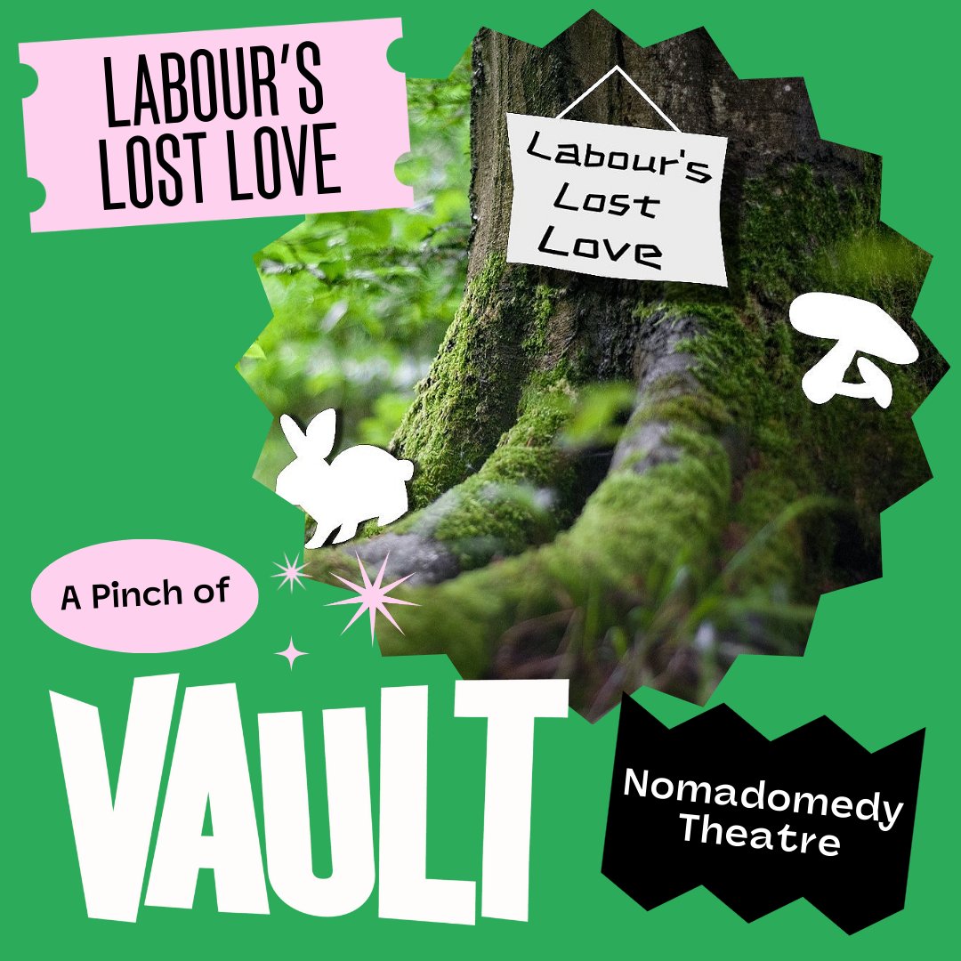 wearevault_'s tweet photo. In ‘Labour’s Lost Love’ a magical romp through the forest floor to reexamine our relationship with work, play, and survival through a queer, migrant lens by Nomadomedy Theatre.

#VAULT #VAULTFestival #WorkInProgress #Theatre #LondonTheatre #NewWork https://t.co/dGxzdz5dmg