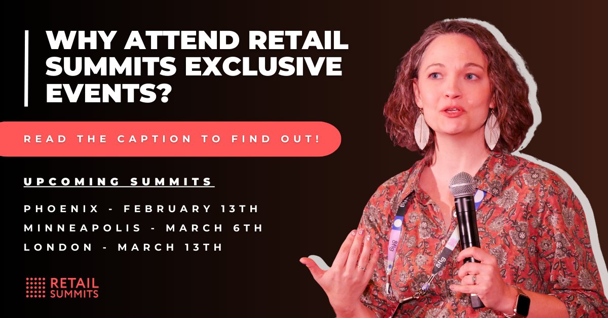 Retail Summits (@retailsummits) on Twitter photo Why attend Retail Summits' exclusive events?
Connect with eCommerce leaders.
Build new strategic partnerships.
Learn industry trends & best practices.
Increase your brand visibility.
Expand your business into new markets
Explore all events at retailsummits.com
#retail Why attend Retail Summits' exclusive events?
Connect with eCommerce leaders.
Build new strategic partnerships.
Learn industry trends & best practices.
Increase your brand visibility.
Expand your business into new markets
Explore all events at retailsummits.com
#retail