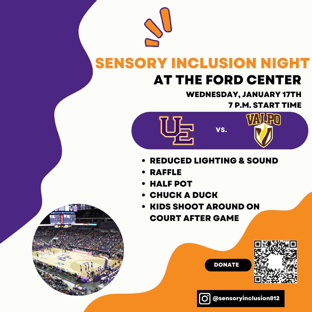 Sensory Inclusion Night is Tomorrow!

Join us inside the Ford Center for sensory-friendly game-presentation in coordination with <a href="/SensoryInc812/">Sensory Inclusion</a>!

- Raffle
- Chuck-a-Duck
- Sensory Inclusion Bags
- Half Pot