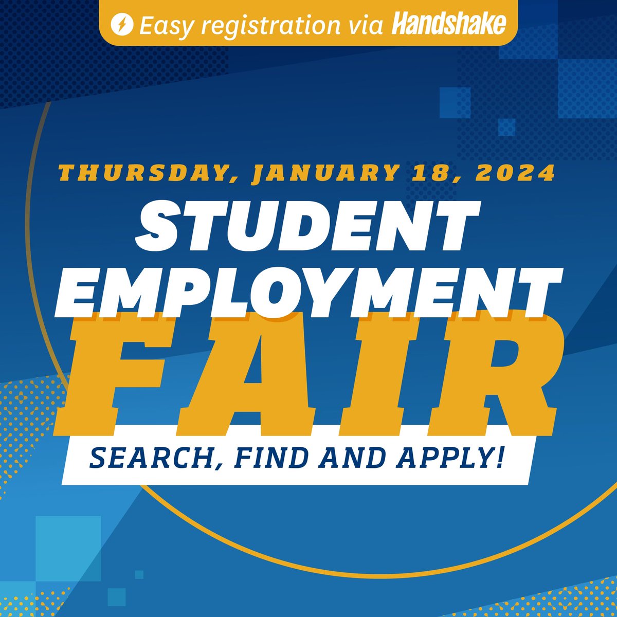 Have you considered working an on-campus job?
   
Join us January 18 from 11 a.m. to 1:00 p.m. in the Kent Student Center Dining Room. Click the link to register for the event in Handshake!

kent.joinhandshake.com/career_fairs/4…
   
#KentState #KentStateUniversity #StudentEmployment