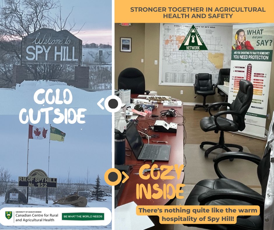 Thanks #RMofSpyHill for having us today and also thanks to all who is braving the cold to have their #hearing checked - It's warm and cozy inside! @USaskCCRAH @RaDAR_Usask #hearingclinics #farmershealth @SARM_Voice #ruralsask