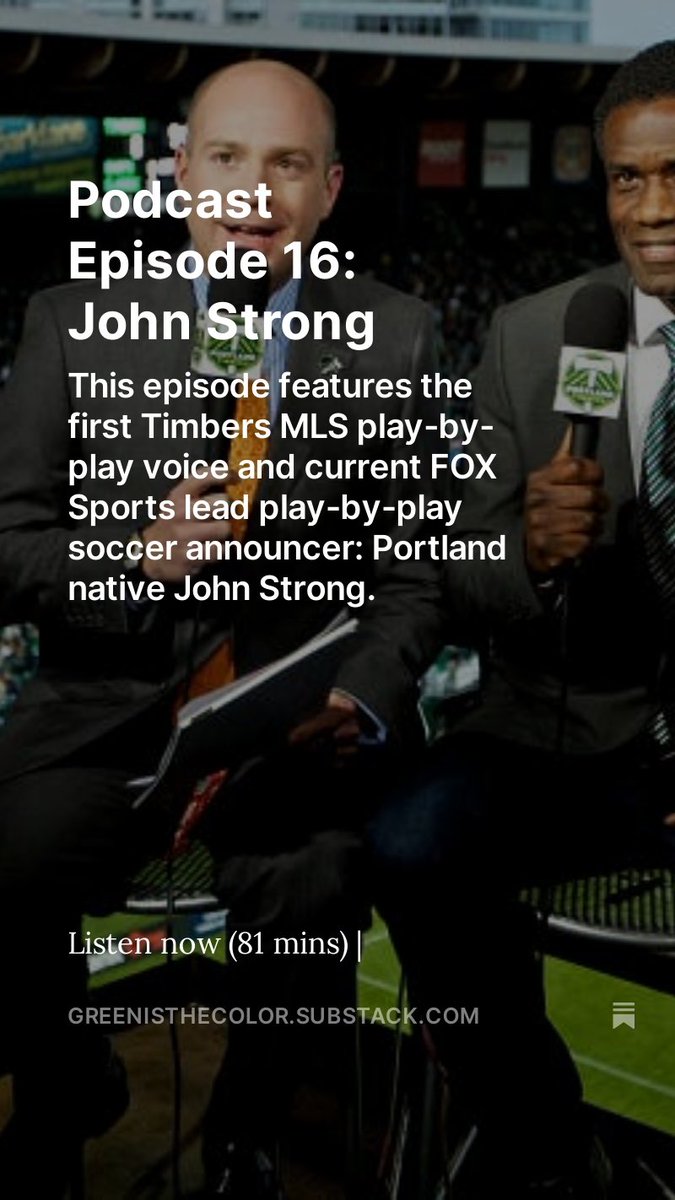 greenitcolor's tweet photo. Episode 16 features the first @Timbers MLS play-by-play voice and current @FOXSports lead play-by-play soccer announcer: Portland native @JohnStrong .

https://t.co/Pp2utlAe7a https://t.co/cbq9RYwvAW