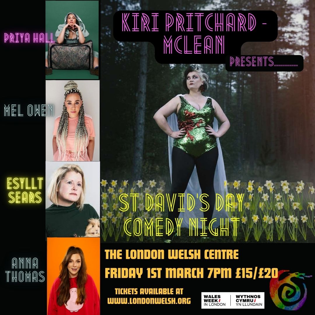 📷 LOOK at this line up! 📷 Pa mor lwcus da ni? Come celebrate St David’s Day with us and these total legends! @kiripritchardmc @priyahallcomedy @MelOwenComedy @EsylltMair @annathommy #dyddgwyldewi #wharralaugh #comedy #comedi #laugh Tickets at - londonwelsh.org 🎉