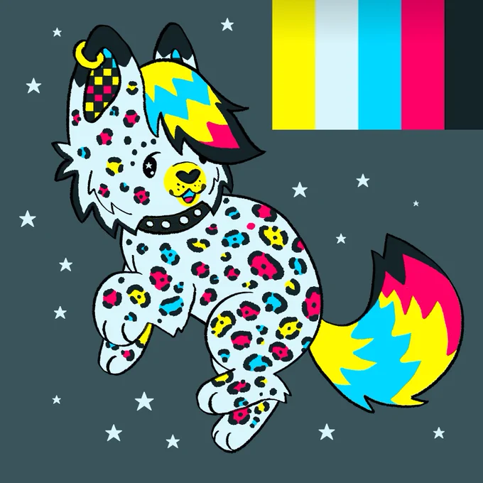 // possible eye strain !  electric leopard fox! :3c