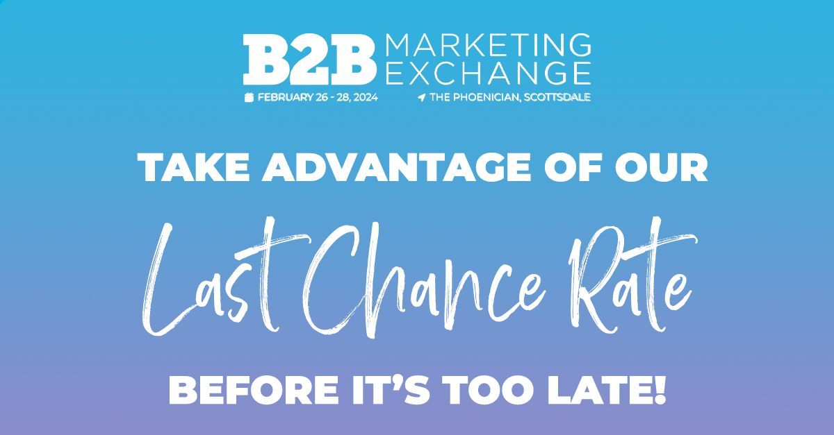 Ready to network with the brightest minds in B2B? Grab your tickets now while you still can and save $300 off your pass. This is the last week to get our discounted ticket rates – Register here: bit.ly/2RHXfDx