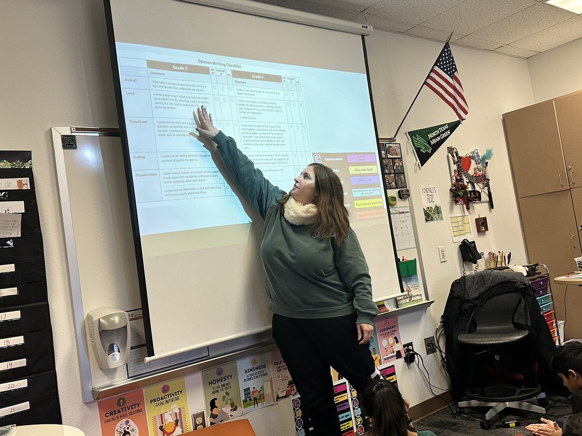 These 3rd graders <a href="/mrs_cummins1/">Laura Cummins</a> <a href="/SparksElemFISD/">Sparks Elementary</a> were setting goals for their writing using the opinion writing checklist👍🏼👏🏻